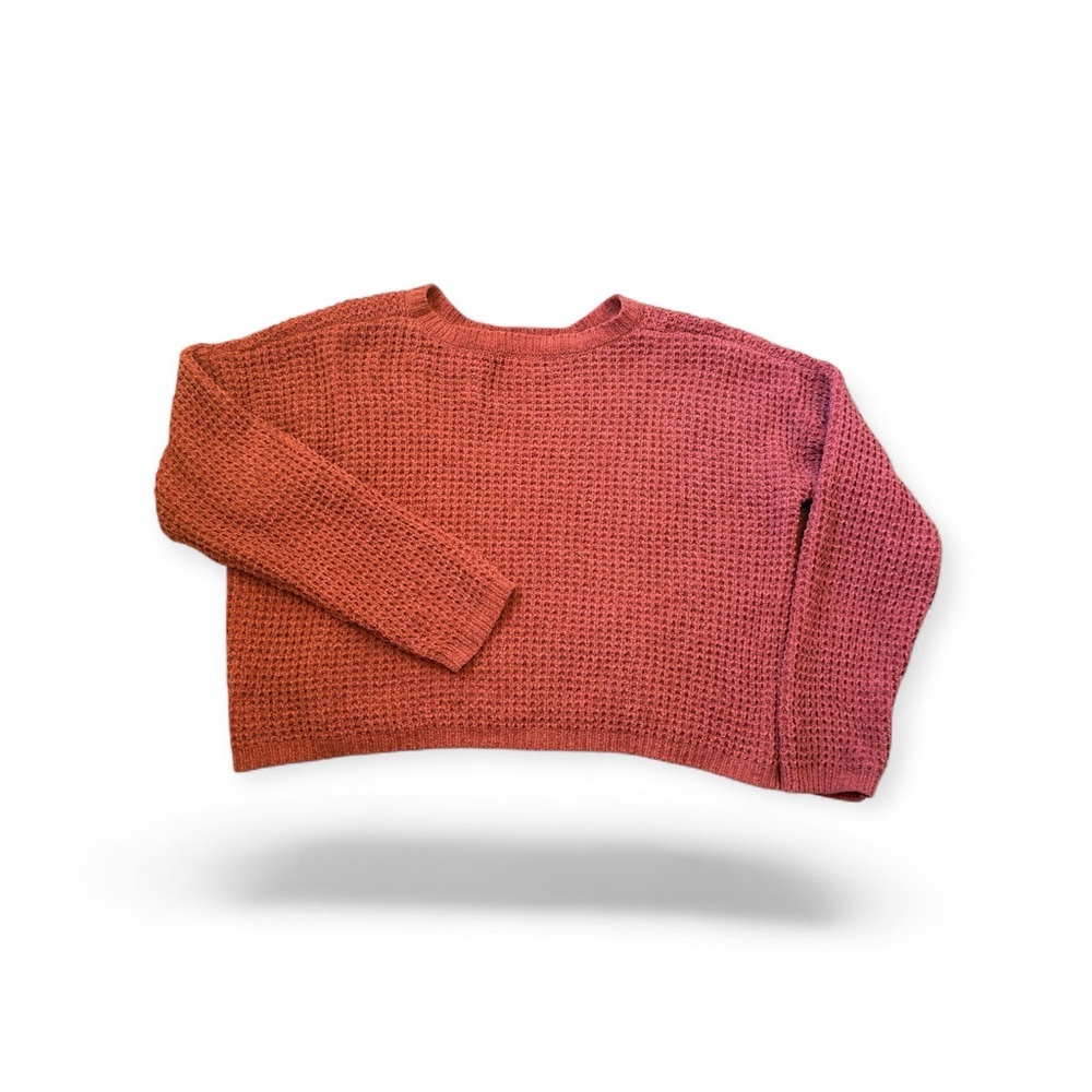 Pink Rose Women’s Rust Knit Sweater Cropped Long Sleeve Casual Size L - Picture 3 of 6